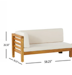 OANA OUTDOOR WOODEN SECTIONAL SET WITH CUSHIONS, BEIGE - Groovy Boardz