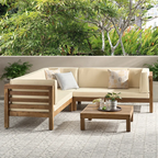 OANA OUTDOOR WOODEN SECTIONAL SET WITH CUSHIONS, BEIGE - Groovy Boardz