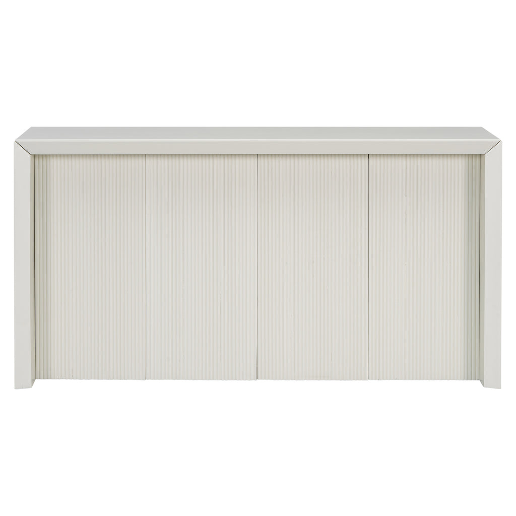 U_STYLE Acacia Wood Veneer Simple Entryway Table with Wavy Design,Suitable for Study,Entryway, Hallway, Living Room, Foyer