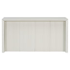 U_STYLE Acacia Wood Veneer Simple Entryway Table with Wavy Design,Suitable for Study,Entryway, Hallway, Living Room, Foyer