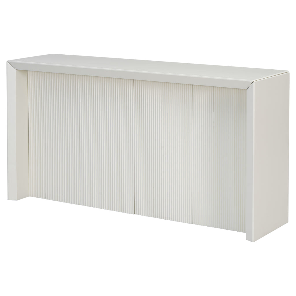 U_STYLE Acacia Wood Veneer Simple Entryway Table with Wavy Design,Suitable for Study,Entryway, Hallway, Living Room, Foyer