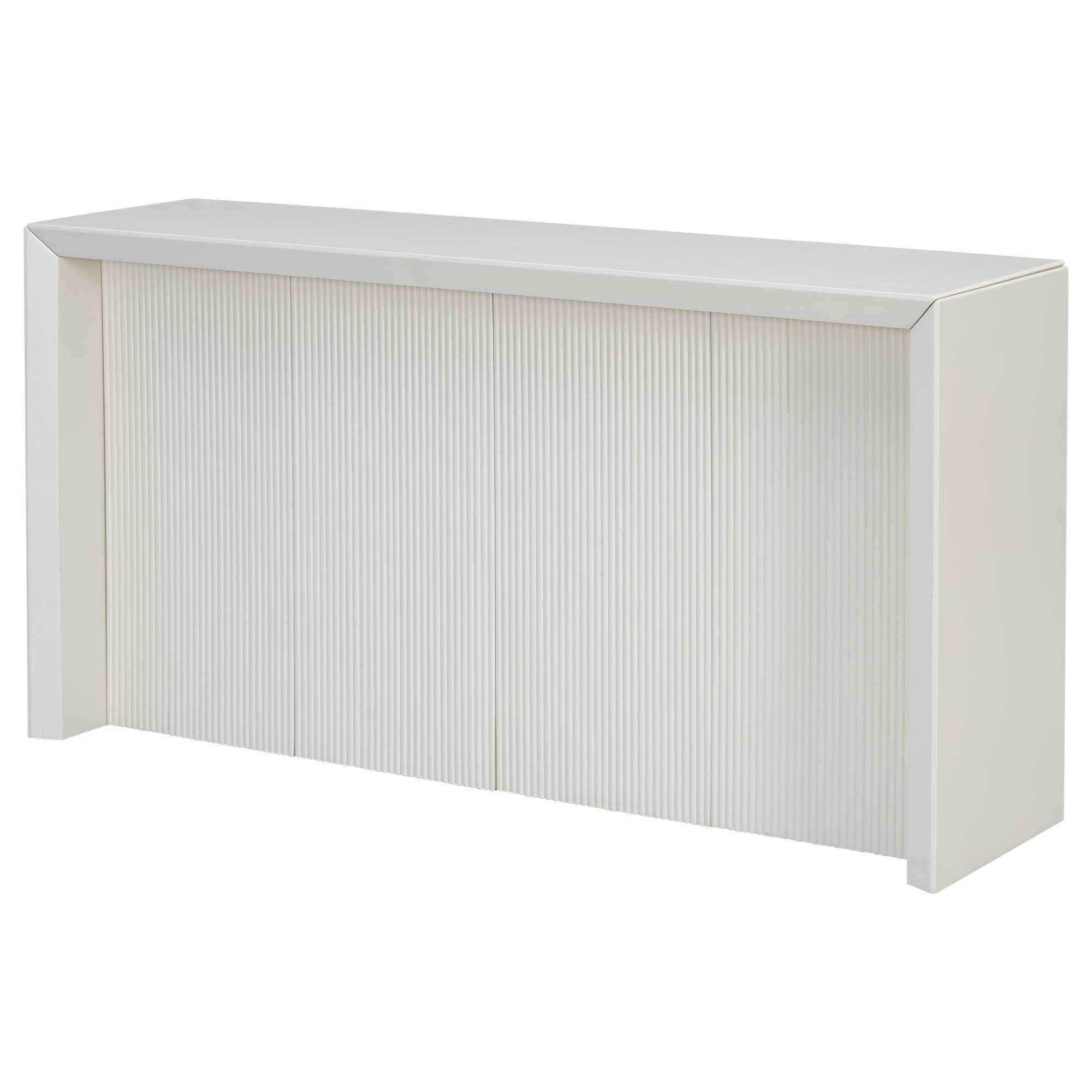 U_STYLE Acacia Wood Veneer Simple Entryway Table with Wavy Design,Suitable for Study,Entryway, Hallway, Living Room, Foyer