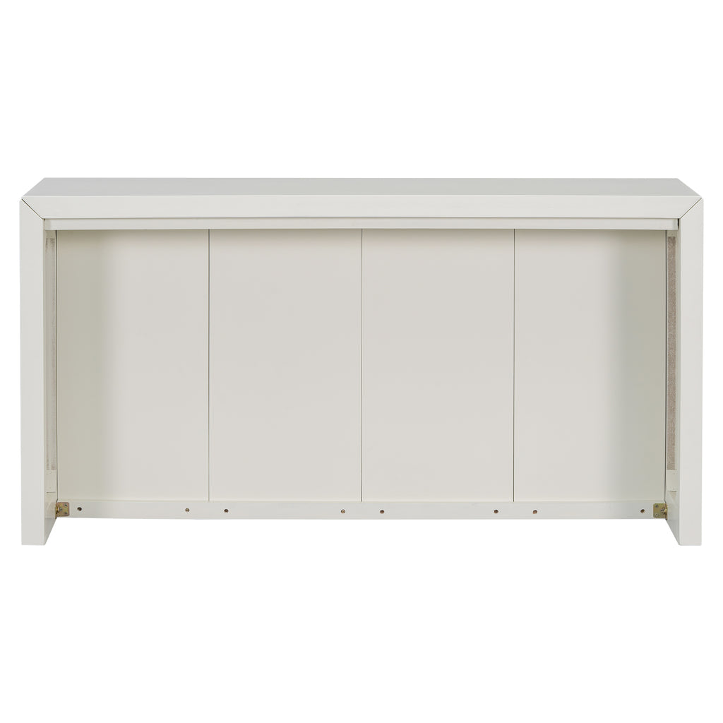 U_STYLE Acacia Wood Veneer Simple Entryway Table with Wavy Design,Suitable for Study,Entryway, Hallway, Living Room, Foyer