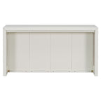 U_STYLE Acacia Wood Veneer Simple Entryway Table with Wavy Design,Suitable for Study,Entryway, Hallway, Living Room, Foyer