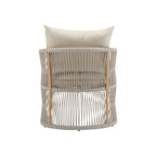 Modern Beige Curved Aluminum Lounge Chair with Stylish Rope-Weave Design and Cushioned Comfort, Perfect for Outdoor Living