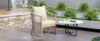 Modern Beige Curved Aluminum Lounge Chair with Stylish Rope-Weave Design and Cushioned Comfort, Perfect for Outdoor Living