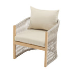 Modern Beige Curved Aluminum Lounge Chair with Stylish Rope-Weave Design and Cushioned Comfort, Perfect for Outdoor Living