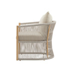 Modern Beige Curved Aluminum Lounge Chair with Stylish Rope-Weave Design and Cushioned Comfort, Perfect for Outdoor Living