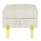 22 inches Anti-scratch Leather Storage Ottoman, Pet Friendly Entryway Bench with Golden Stainless Steel Legs, Beige - Groovy Boardz