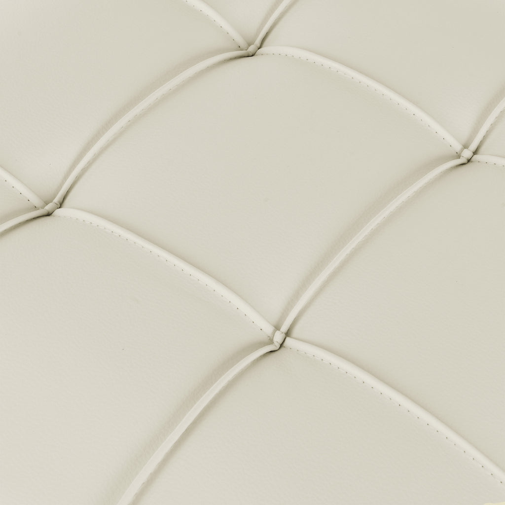 22 inches Anti-scratch Leather Storage Ottoman, Pet Friendly Entryway Bench with Golden Stainless Steel Legs, Beige - Groovy Boardz