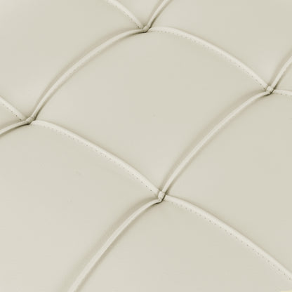 22 inches Anti-scratch Leather Storage Ottoman, Pet Friendly Entryway Bench with Golden Stainless Steel Legs, Beige - Groovy Boardz