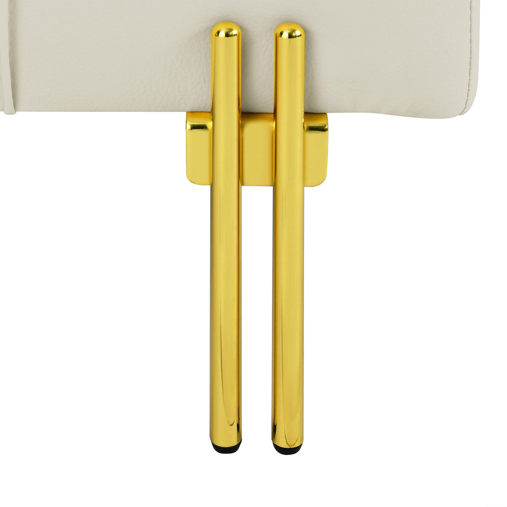 22 inches Anti-scratch Leather Storage Ottoman, Pet Friendly Entryway Bench with Golden Stainless Steel Legs, Beige - Groovy Boardz