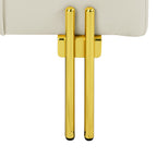 22 inches Anti-scratch Leather Storage Ottoman, Pet Friendly Entryway Bench with Golden Stainless Steel Legs, Beige - Groovy Boardz