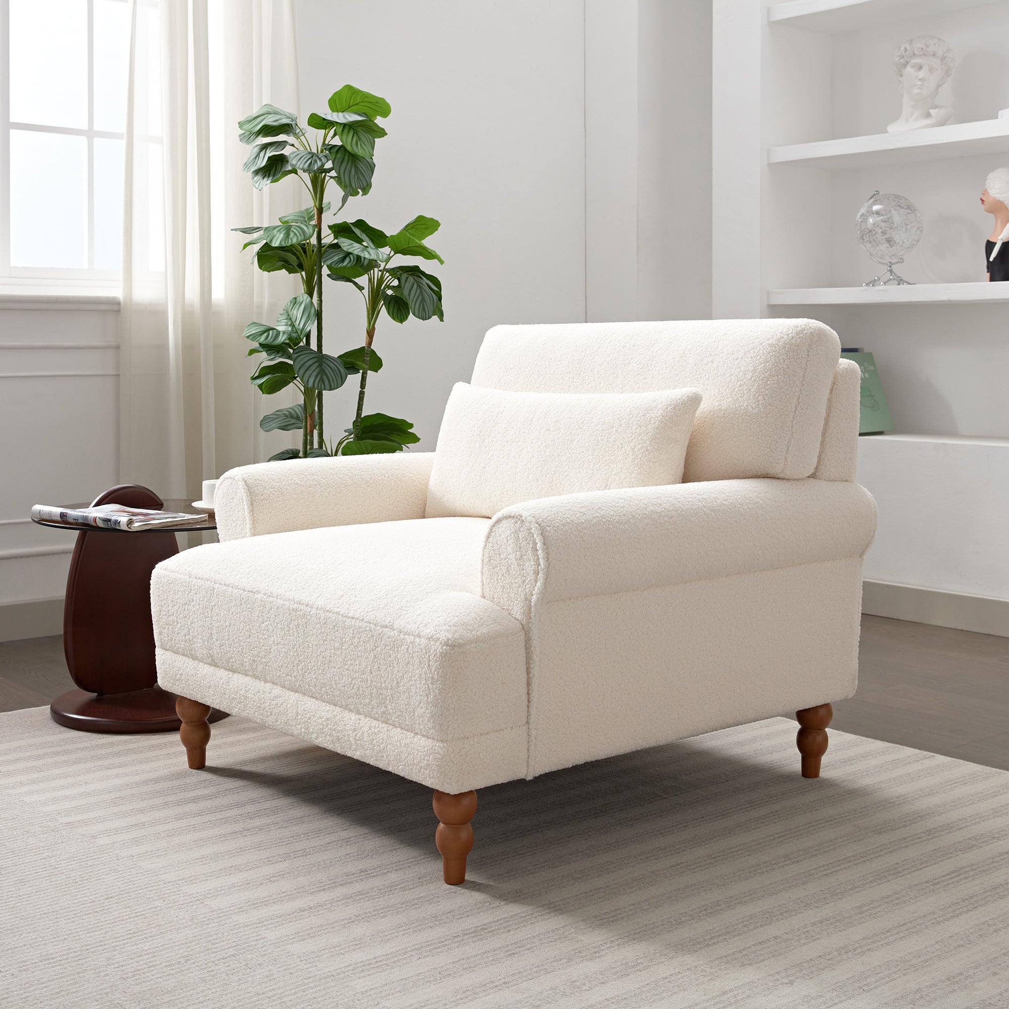 Mirod Elegant Circular Armrests, Ergonomic Lumbar Support, Vintage Roman Column Legs, Luxurious Large Size, Enhances Living Room Aesthetics, for Living room,Bedroom and study