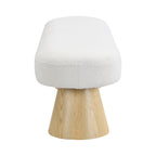 Dining Bench for Dining Room, Upholstered Bedroom End of Bed Entryway Bench, Boucle Ottoman for Living Room, 64'L Beige Stool Top Wood Leg 300 LBS Weight Capacity