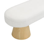 Dining Bench for Dining Room, Upholstered Bedroom End of Bed Entryway Bench, Boucle Ottoman for Living Room, 64'L Beige Stool Top Wood Leg 300 LBS Weight Capacity