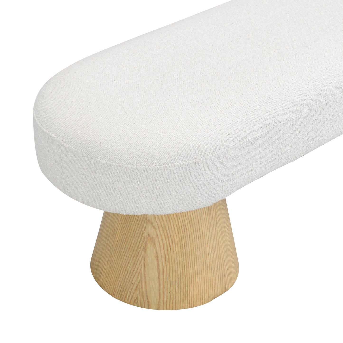 Dining Bench for Dining Room, Upholstered Bedroom End of Bed Entryway Bench, Boucle Ottoman for Living Room, 64'L Beige Stool Top Wood Leg 300 LBS Weight Capacity