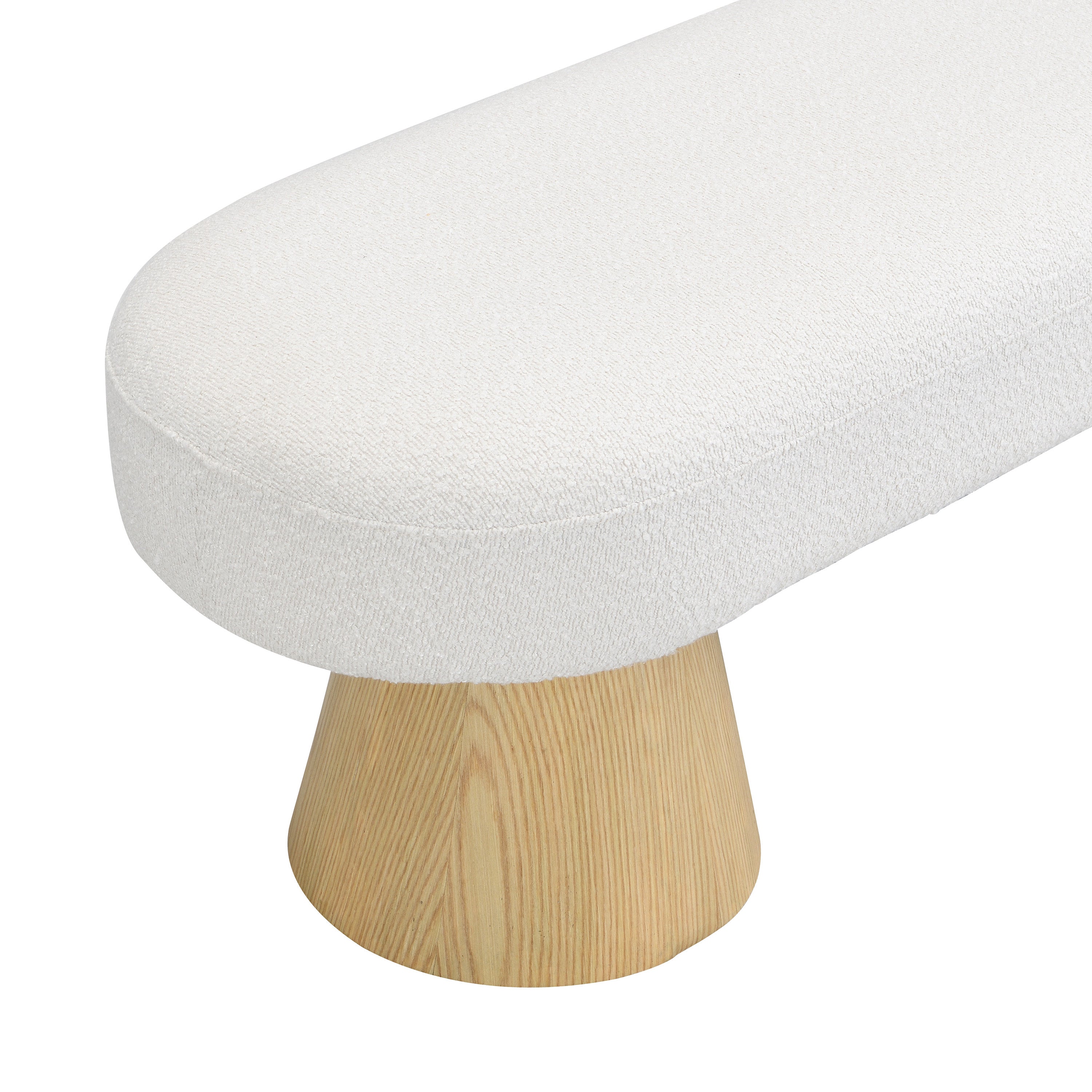 Dining Bench for Dining Room, Upholstered Bedroom End of Bed Entryway Bench, Boucle Ottoman for Living Room, 64'L Beige Stool Top Wood Leg 300 LBS Weight Capacity