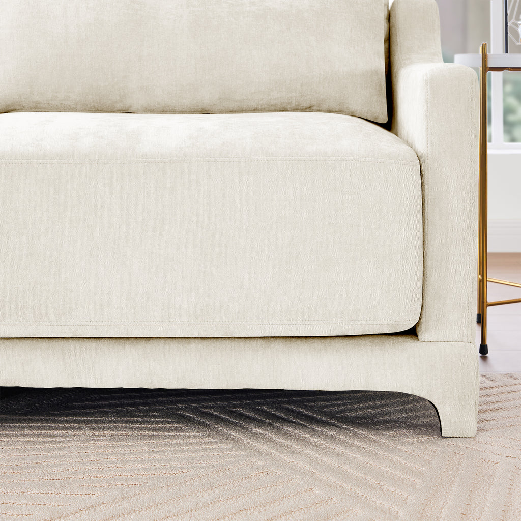 Three - seater sofa, 3 movable ottomans, equipped with lumbar pillow,Chenille fabric, high quality wooden base, ergonomic design, high - resilience sponge, easy to install, Suits studies, Beige