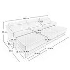 Three - seater sofa, 3 movable ottomans, equipped with lumbar pillow,Chenille fabric, high quality wooden base, ergonomic design, high - resilience sponge, easy to install, Suits studies, Beige