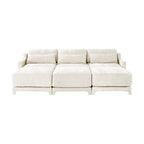 Three - seater sofa, 3 movable ottomans, equipped with lumbar pillow,Chenille fabric, high quality wooden base, ergonomic design, high - resilience sponge, easy to install, Suits studies, Beige