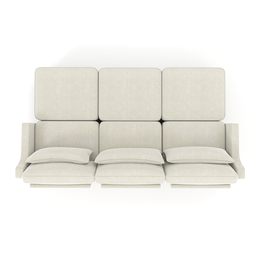 Three - seater sofa, 3 movable ottomans, equipped with lumbar pillow,Chenille fabric, high quality wooden base, ergonomic design, high - resilience sponge, easy to install, Suits studies, Beige
