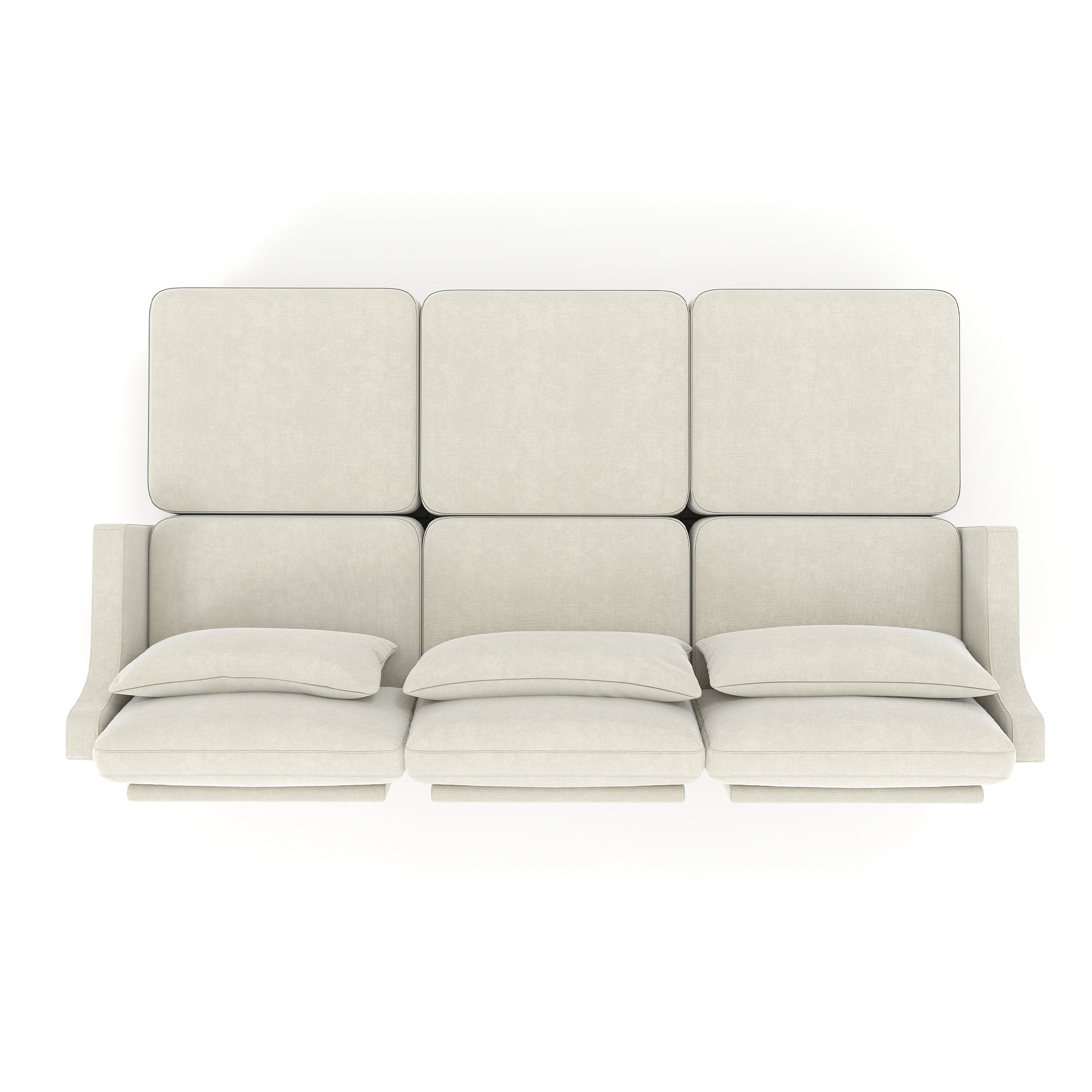 Three - seater sofa, 3 movable ottomans, equipped with lumbar pillow,Chenille fabric, high quality wooden base, ergonomic design, high - resilience sponge, easy to install, Suits studies, Beige