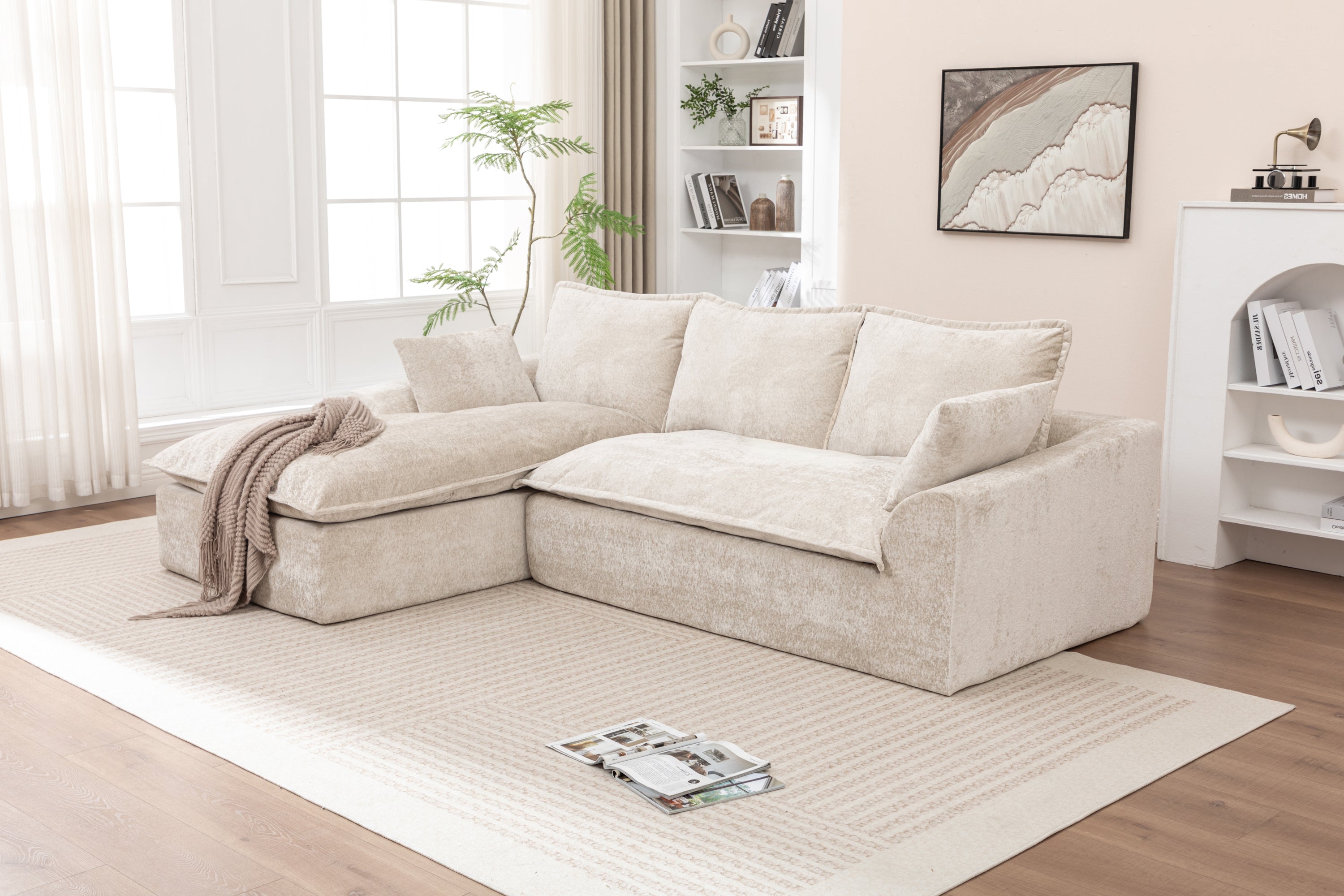 103' Cloud Sectional Couch with L - Shape Chaise, Boneless Modern Modular Large - Segment Sofa for Living Room, No Assembly Required Sectional Sofa