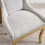 Chenille Dining Chairs, Modern Style with Curved Gold - Plated Legs & Rivet Trim, Upholstered Comfort for Dining/Lounge, Accent Seating with Textured Fabric & One - Piece Structure, Beige,Set of 2