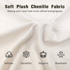 King Size Upholstered Platform Bed Chenille Thick Headboard and Footboard, Shell-Shape Design Beds, Beige