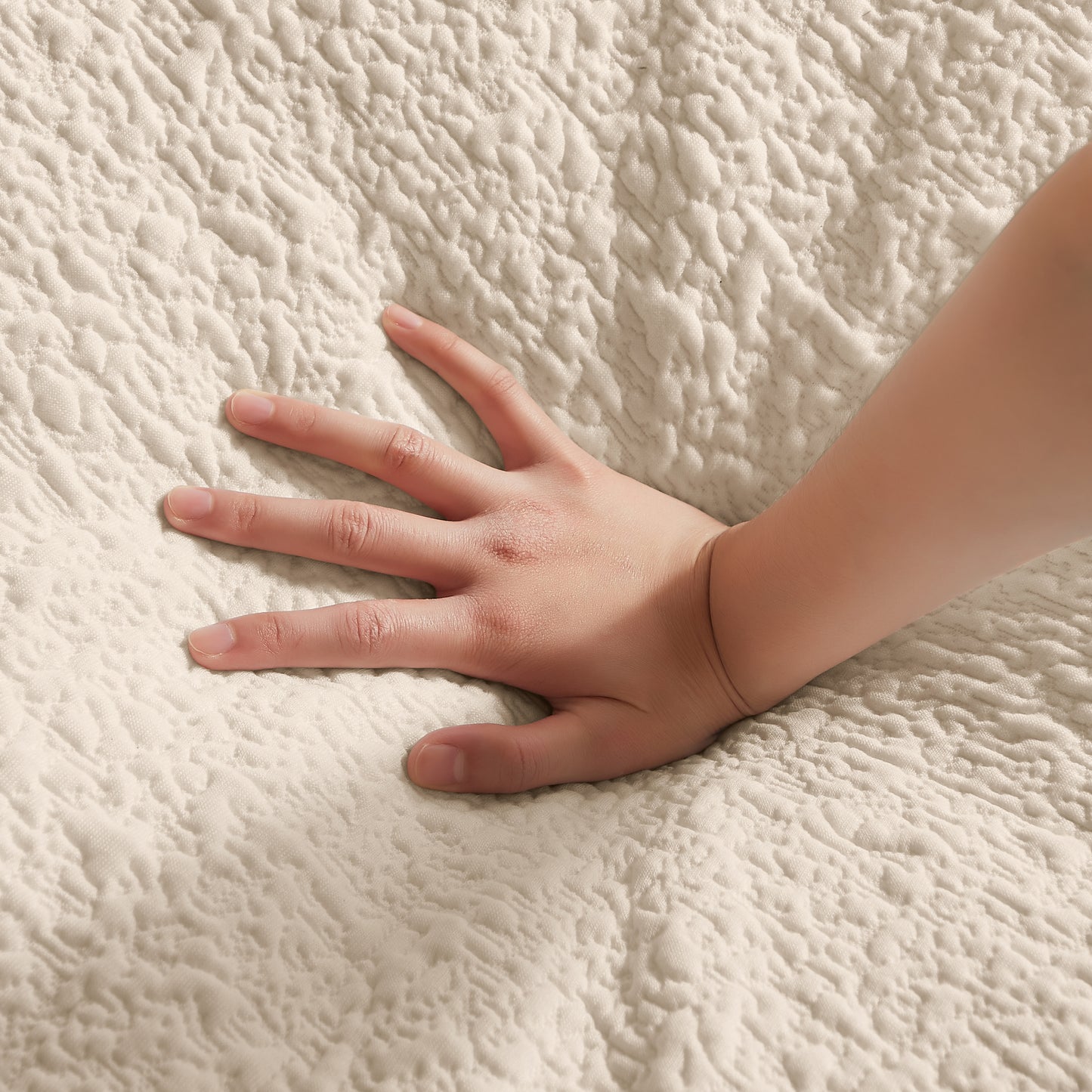 110' Cloud Sectional Couches for Living Room, Convertible L-Shape Couch with Ottoman, 3 Seater Modular Sectional Sofa, Warm White Beige