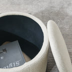 2-Piece Set Round Chenille Storage Ottoman, Equipped with a Drum Shaped Small Stool, Storage Space, and MDF Made Desktop Panel (Beige 23.62"x23.62"x16.53")
