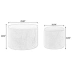 2-Piece Set Round Chenille Storage Ottoman, Equipped with a Drum Shaped Small Stool, Storage Space, and MDF Made Desktop Panel (Beige 23.62"x23.62"x16.53")