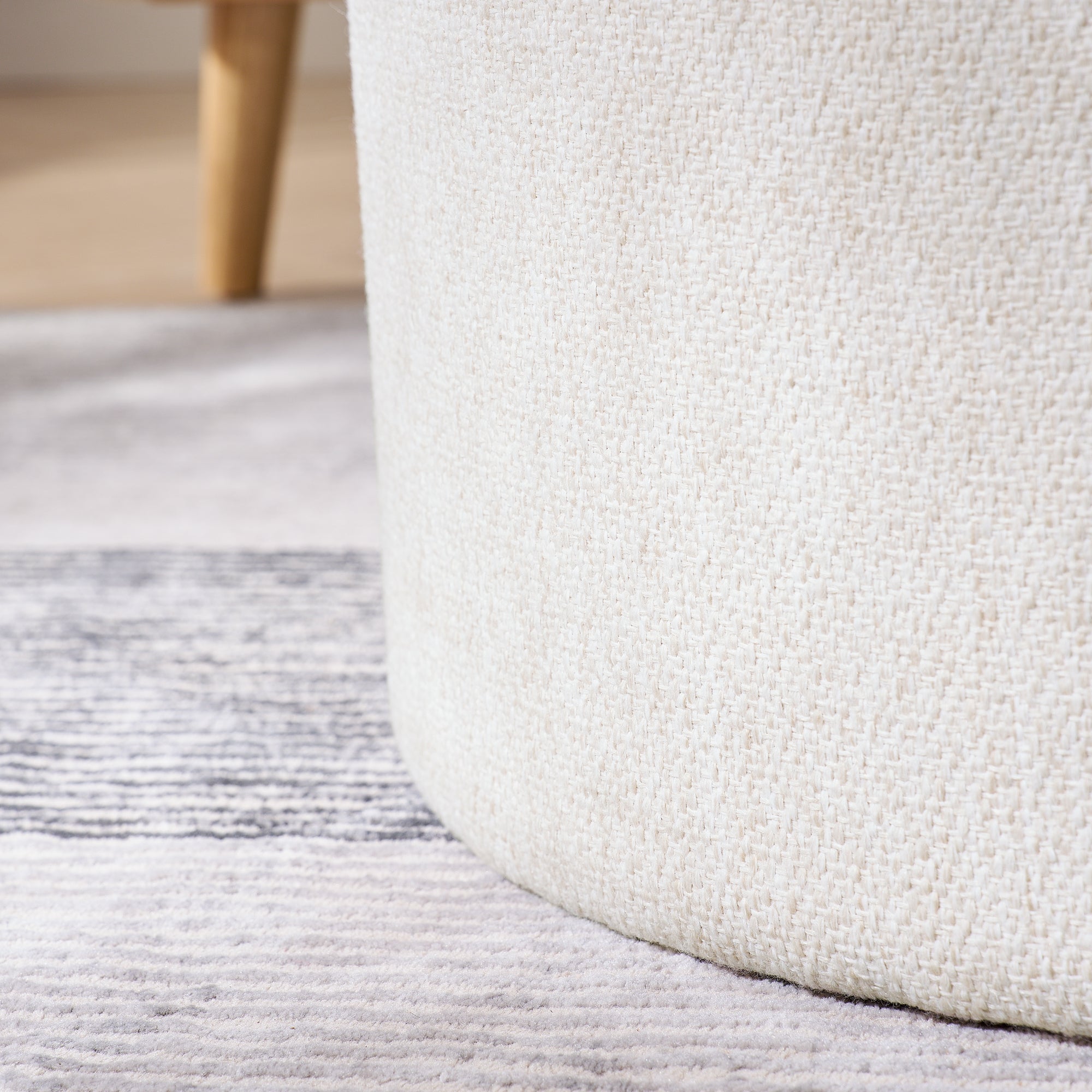 2-Piece Set Round Chenille Storage Ottoman, Equipped with a Drum Shaped Small Stool, Storage Space, and MDF Made Desktop Panel (Beige 23.62"x23.62"x16.53")