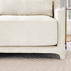 Three-Seater Sofa, 2 Movable Ottomans and Lumbar Pillow,Chenille Fabric,High-Resilience Sponge,High quality wooden base,Elegant Armrests, Easy Install,Suits Studies, Living Rooms,Beige