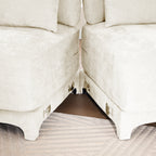 Three-seater Chenille sofa,Two movable ottomans,High-quality wood base, high-resilience sponge, easy install,Fits living rooms, studies,Beige