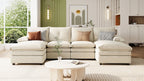 U_STYLE U-Shaped Chenille Sectional Sofa with Adjustable Armrest Pillows - Perfect for Living Rooms, Offices, and Spacious Spaces