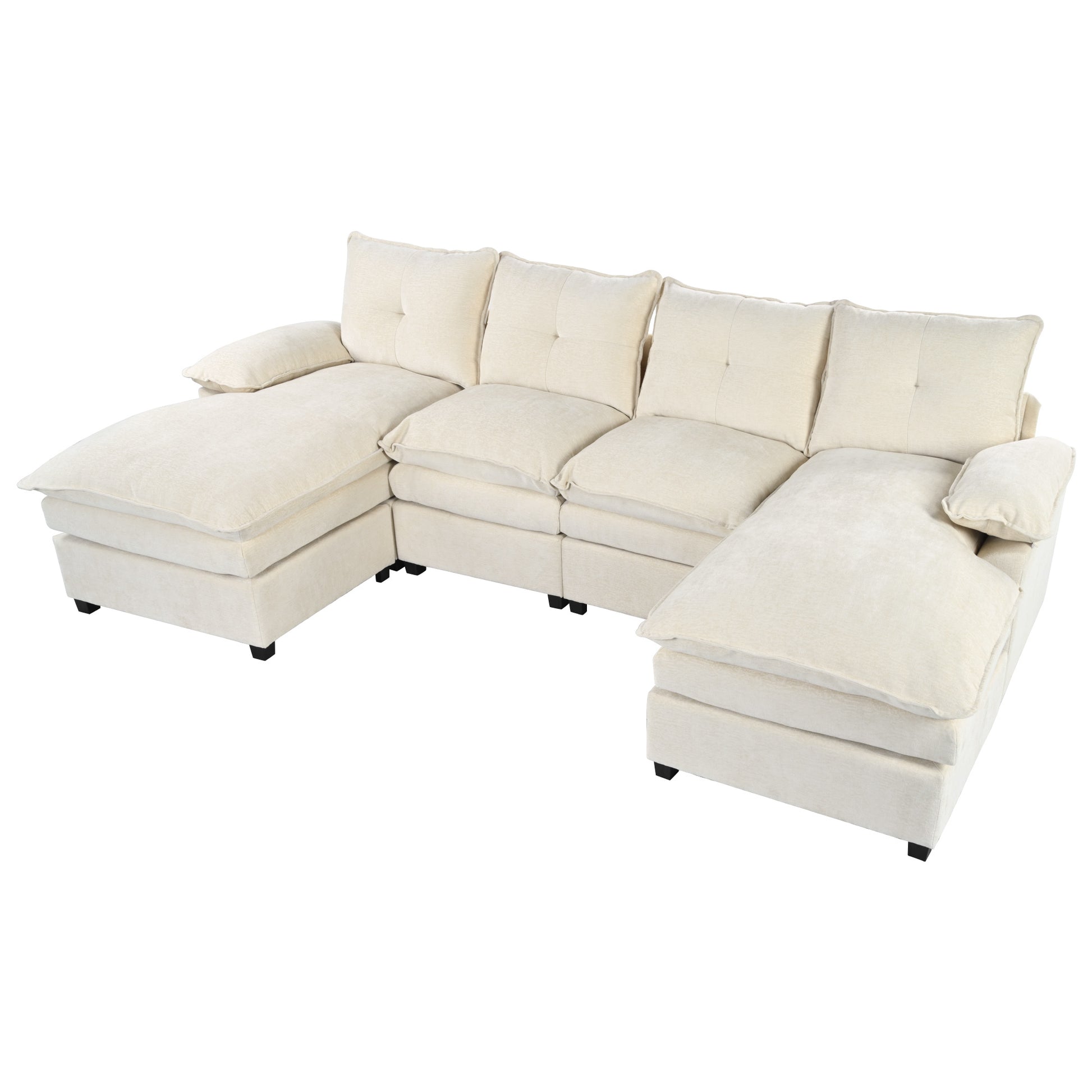 U_STYLE U-Shaped Chenille Sectional Sofa with Adjustable Armrest Pillows - Perfect for Living Rooms, Offices, and Spacious Spaces