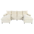 U_STYLE U-Shaped Chenille Sectional Sofa with Adjustable Armrest Pillows - Perfect for Living Rooms, Offices, and Spacious Spaces