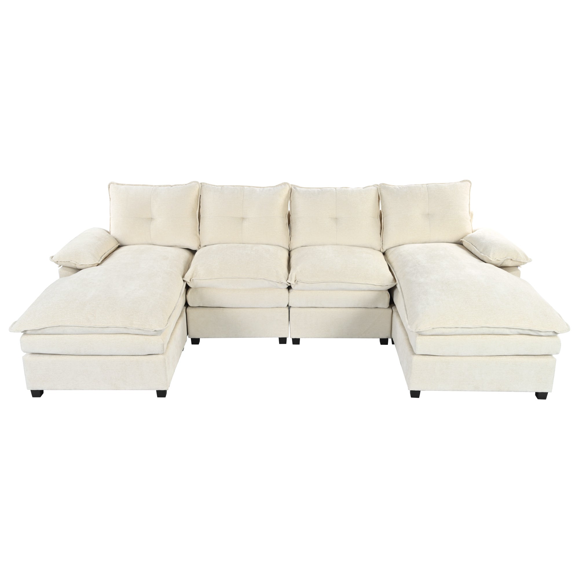 U_STYLE U-Shaped Chenille Sectional Sofa with Adjustable Armrest Pillows - Perfect for Living Rooms, Offices, and Spacious Spaces