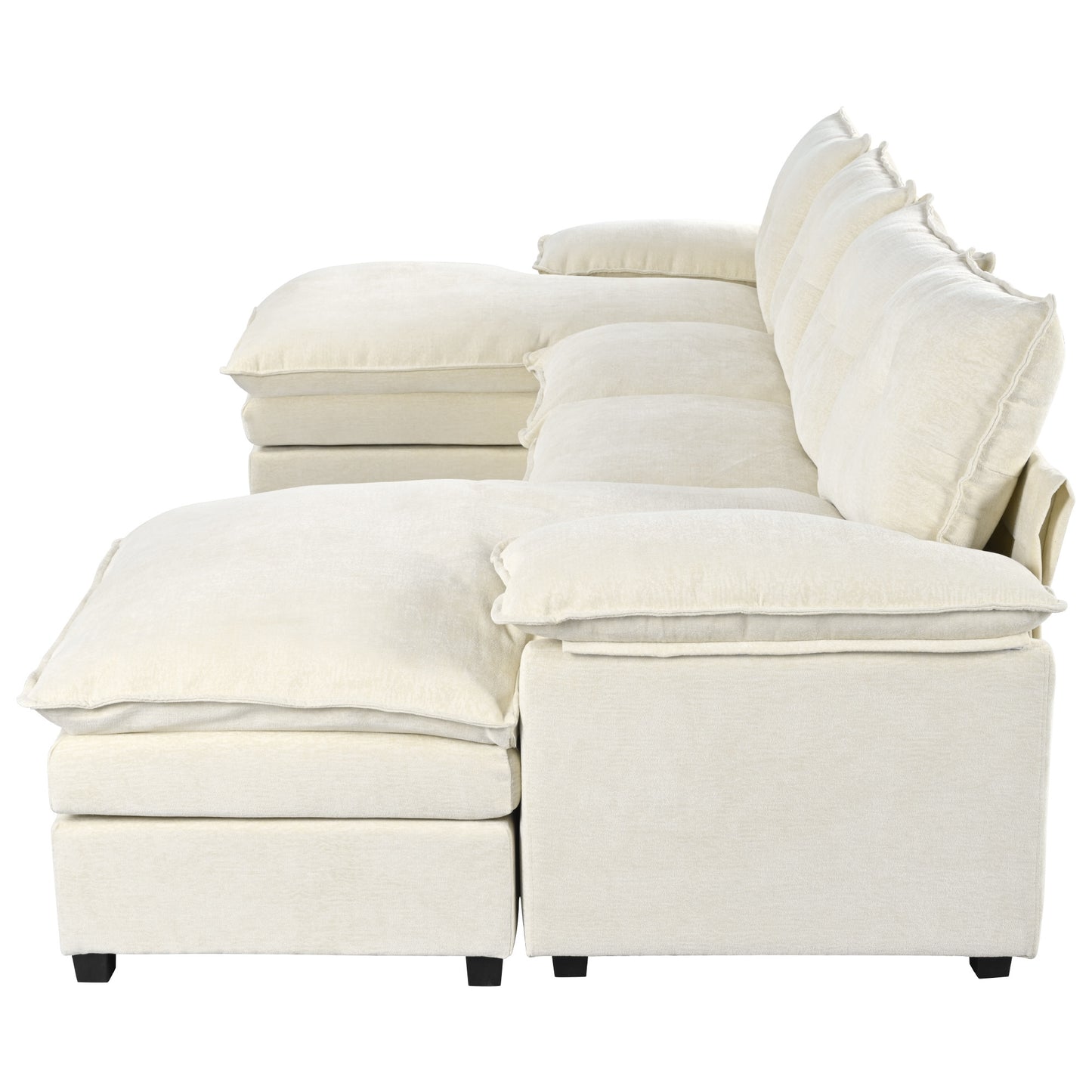 U_STYLE U-Shaped Chenille Sectional Sofa with Adjustable Armrest Pillows - Perfect for Living Rooms, Offices, and Spacious Spaces