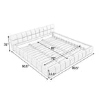 California King size Upholstered Bed Frame with Thick Fabric, Chenille Fabric Grounded Queen Size Platform Bed with Headboard and Solid Frame. No Box Spring Needed-Beige(90.5''*80.5''*31'')