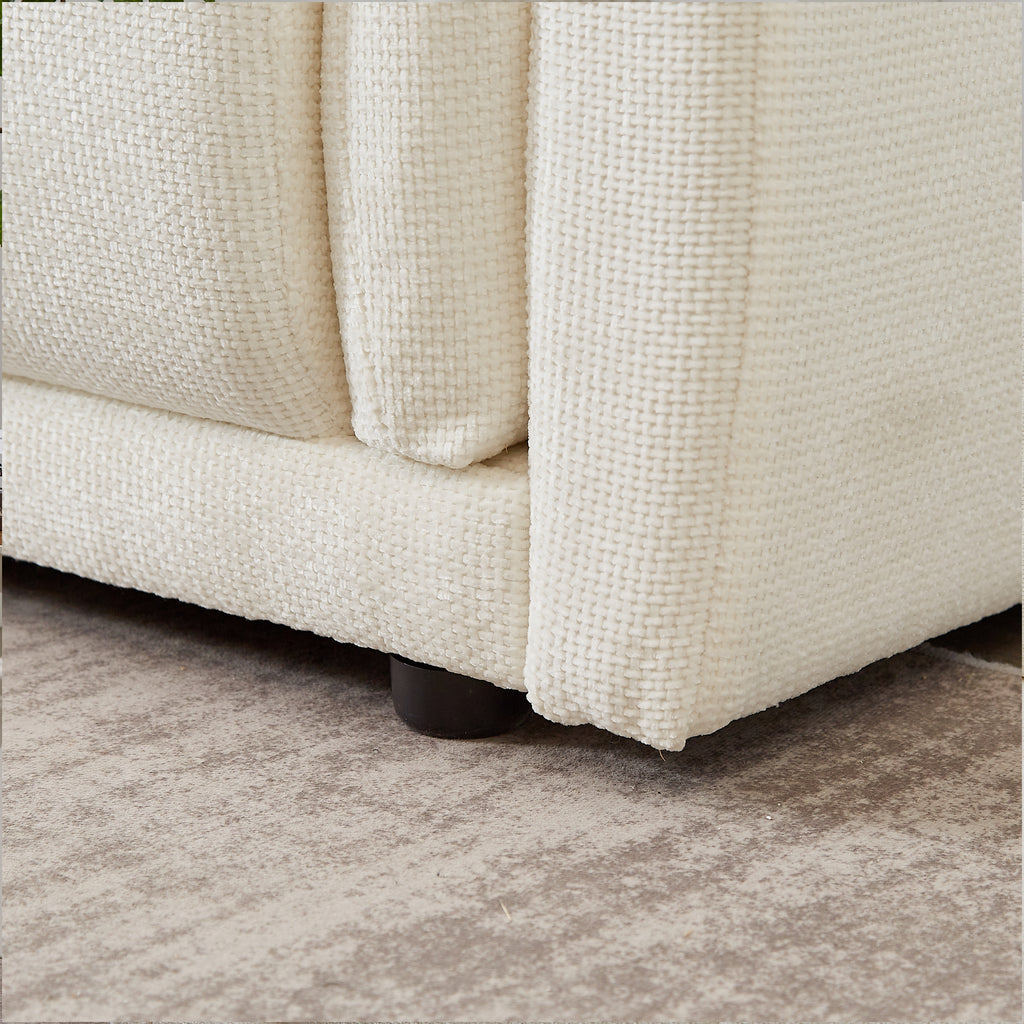 98.5' 3-seater sofa with unique design and soft arm pillows Contemporary style linen sofa with 3 comfortable cushions with 2 pillows Suitable for living room bedroom and office,beige