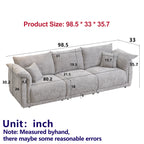 98.5' 3-seater sofa with unique design and soft arm pillows Contemporary style linen sofa with 3 comfortable cushions with 2 pillows Suitable for living room bedroom and office,beige