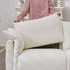 98.5' 3-seater sofa with unique design and soft arm pillows Contemporary style linen sofa with 3 comfortable cushions with 2 pillows Suitable for living room bedroom and office,beige
