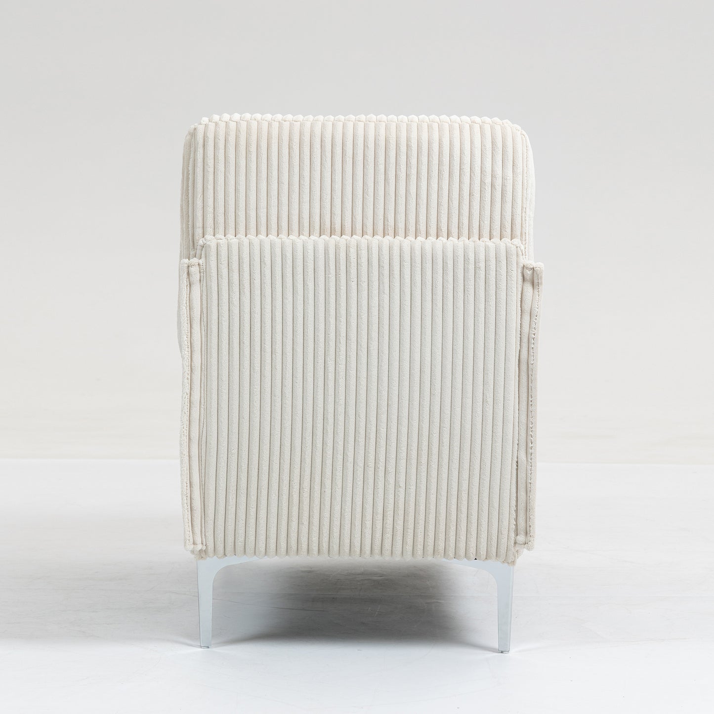 Modular Sectional Sofa Armless Seat Module, Corduroy Sectional Couch, Single Couch Modular Armless Accent Chair with Back Cushion, Beige