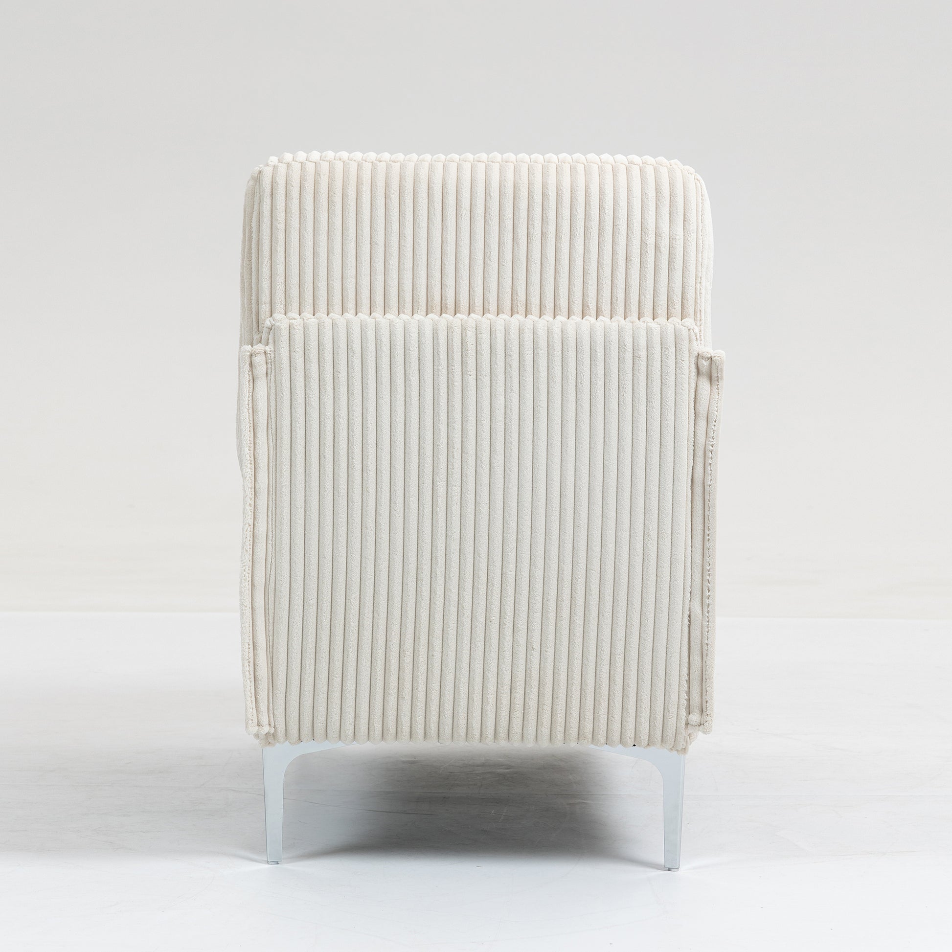 Modular Sectional Sofa Armless Seat Module, Corduroy Sectional Couch, Single Couch Modular Armless Accent Chair with Back Cushion, Beige