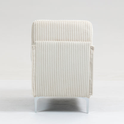 Modular Sectional Sofa Armless Seat Module, Corduroy Sectional Couch, Single Couch Modular Armless Accent Chair with Back Cushion, Beige