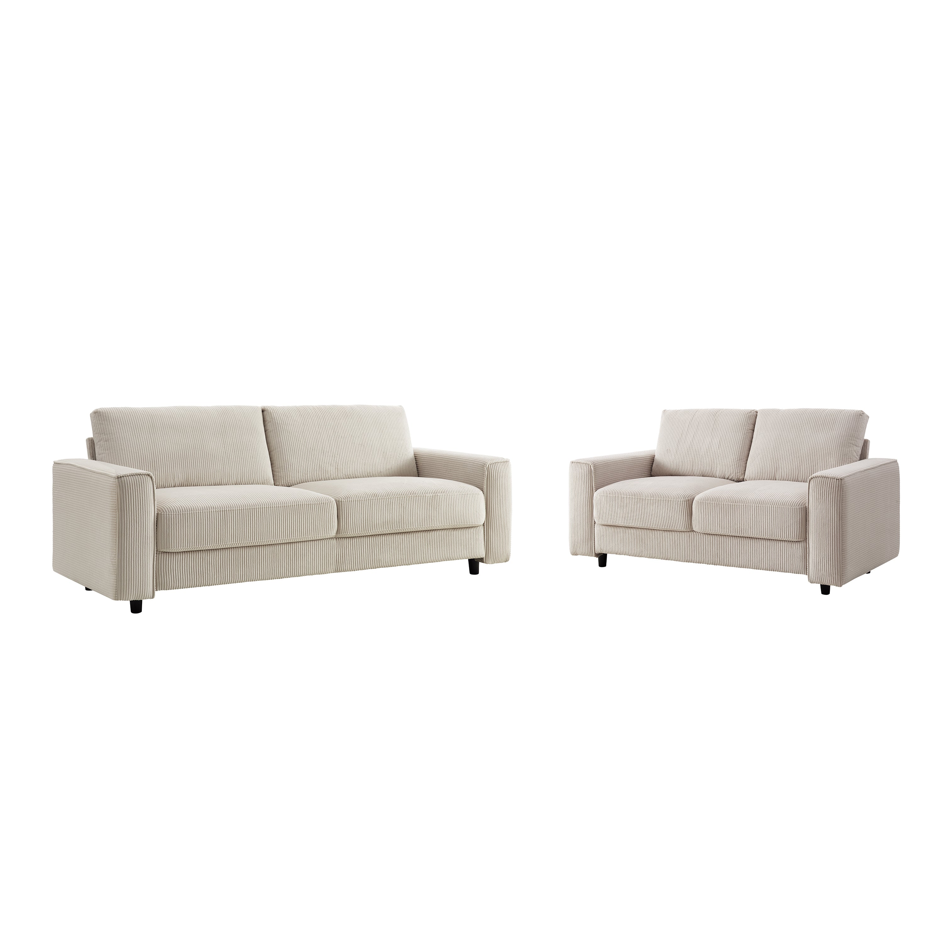 Modern Minimalist Style Corduroy Sectional Sofa 3-Piece Set, Beige, Suitable for Daily Home Use Sectional Sofa