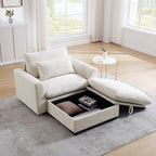 Beige Corduroy Sofa Couch, Modular Couch with Storage Ottoman, Couch Deep Seat Couches for Modern Living Room/Apartment/Office